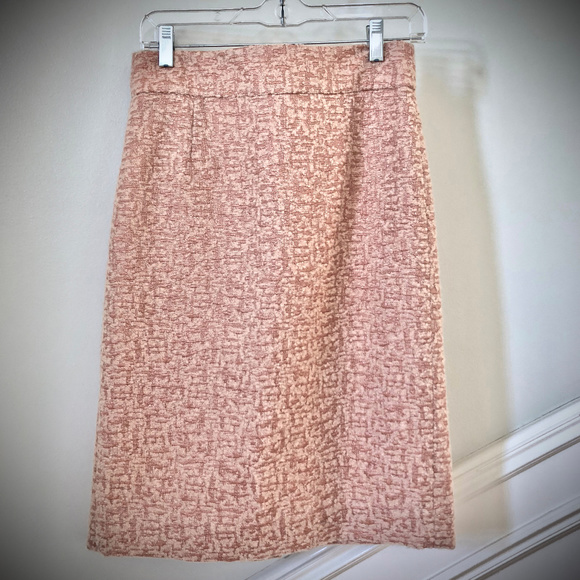 J. Crew Dusty Pink Mohair Tweed Pencil Skirt - Picture 2 of 5